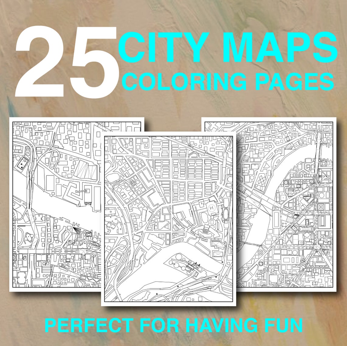 25 City Maps Coloring Pages Instant Download PDF Printable | Etsy