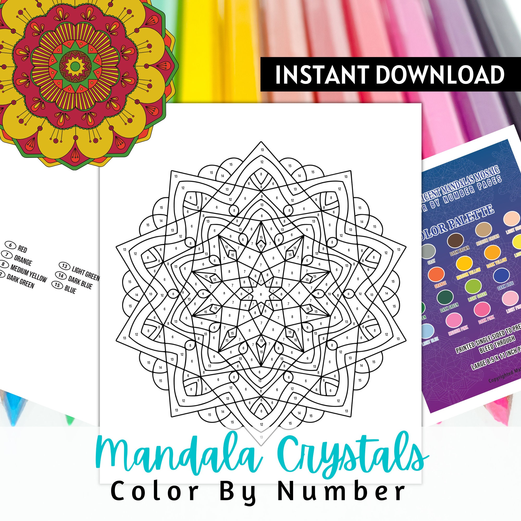 Coloring and Coloring by Numbers Printable 10 Famous Paintings Printable  Coloring Books for Adults Download Pdf 