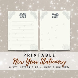 MEJOR VALOR Papelería imprimible de feliz año nuevo: descarga instantánea de páginas del diario de escritura, celebración del año nuevo 2023, carta de Nochevieja en PDF