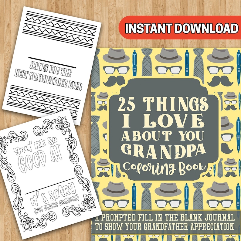 BEST VALUE 25 Things I Love About Grandpa Coloring Book - A Coll