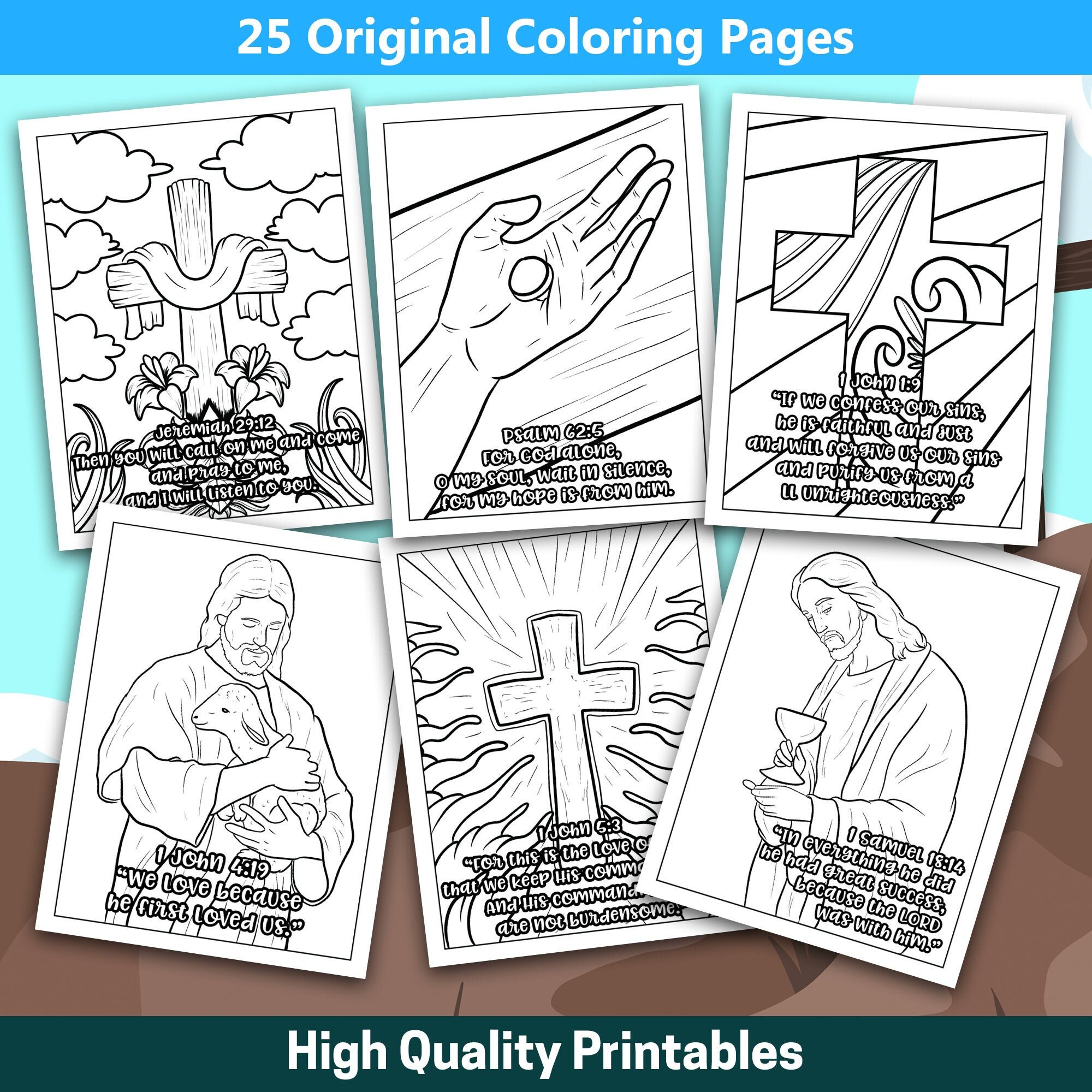 BEST VALUE 25 Lent In Color - Instant Download Coloring With Scripture Pages Christian Book Bible Stories To Celebrate Lenten Season