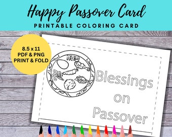 BEST VALUE Happy Passover! Coloring Cards - Instant Download Fun Pesach Jewish Holiday Greetings to Color and Send Wishes Ideal Gift