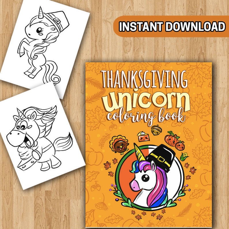 Thanksgiving Unicorn Coloring Book: A Magical Thanksgiving | Etsy