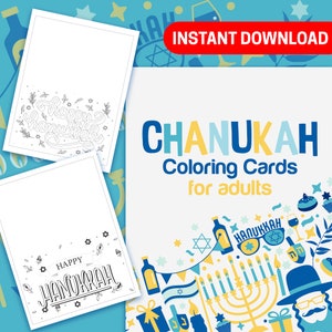 MEILLEURE VALEUR 25 Cartes de Chanukkah - Cartes à colorier à téléchargement instantané pour adultes