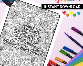 BEST VALUE! Pride Month Coloring Page For LGBTQ - Instant Download - Inspirational Quote To Color, Lesbian, Gay, Bisexual, Trans & Queer