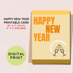 BEST VALUE! Printable Happy New Year Card - Instant Download New Year Greeting Card, Celebrate New Year, Holiday Gift Card, New Year Gift