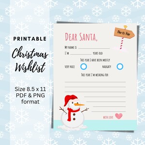 BESTER WERT Weihnachtswunschliste für Kinder - Sofortiger Download druckbare Wunschliste, Lieber Weihnachtswunschliste, Brief an den Weihnachtsmann Weihnachtsgeschenk-Wunschliste