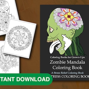 25 Zombie Mandala Coloring Pages - Instant Download Undead Monster ...