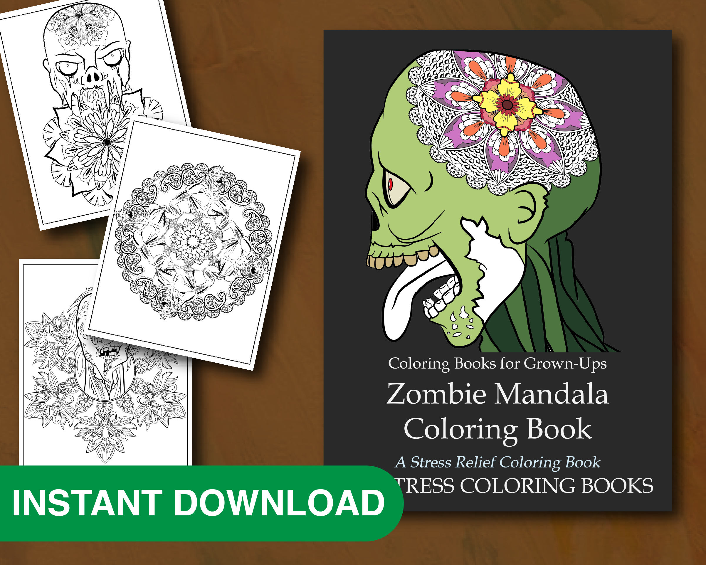 25 Zombie Mandala Coloring Pages Instant Download Undead Monster ...