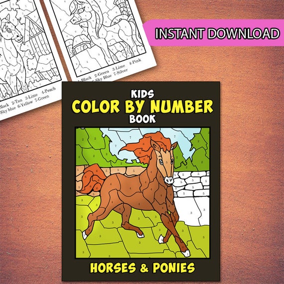 best value 30 horses color by number coloring pages instant etsy israel