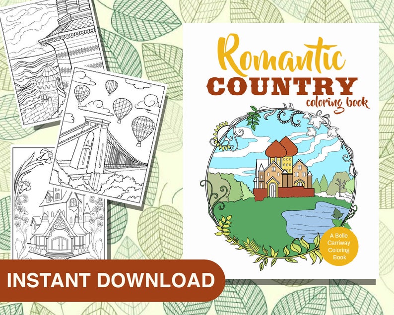 25 Romantic Country Coloring Pages - Instant Download Printable ...