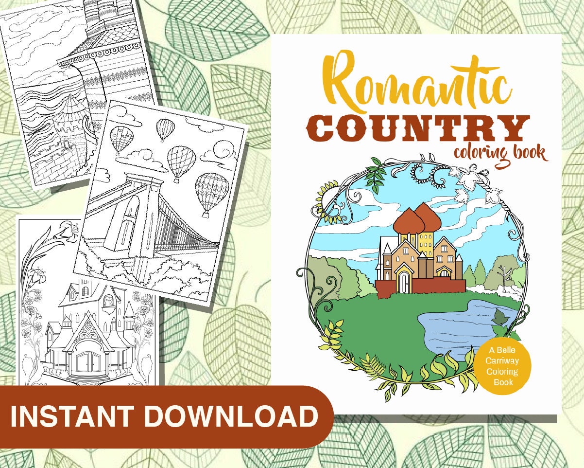 25 Romantic Country Coloring Pages Instant Download - Etsy