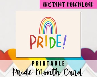 BEST VALUE Happy Pride Month Greeting Card Printable - Instant Download Pride LGBTQ+ Rainbow Greeting Card, Celebrate Pride Month Lgbtq Card