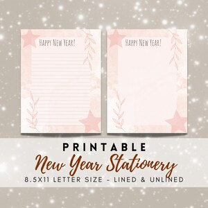 MEJOR VALOR Papelería imprimible de feliz año nuevo: descarga instantánea de páginas del diario de escritura, celebración del año nuevo 2023, carta de Nochevieja en PDF