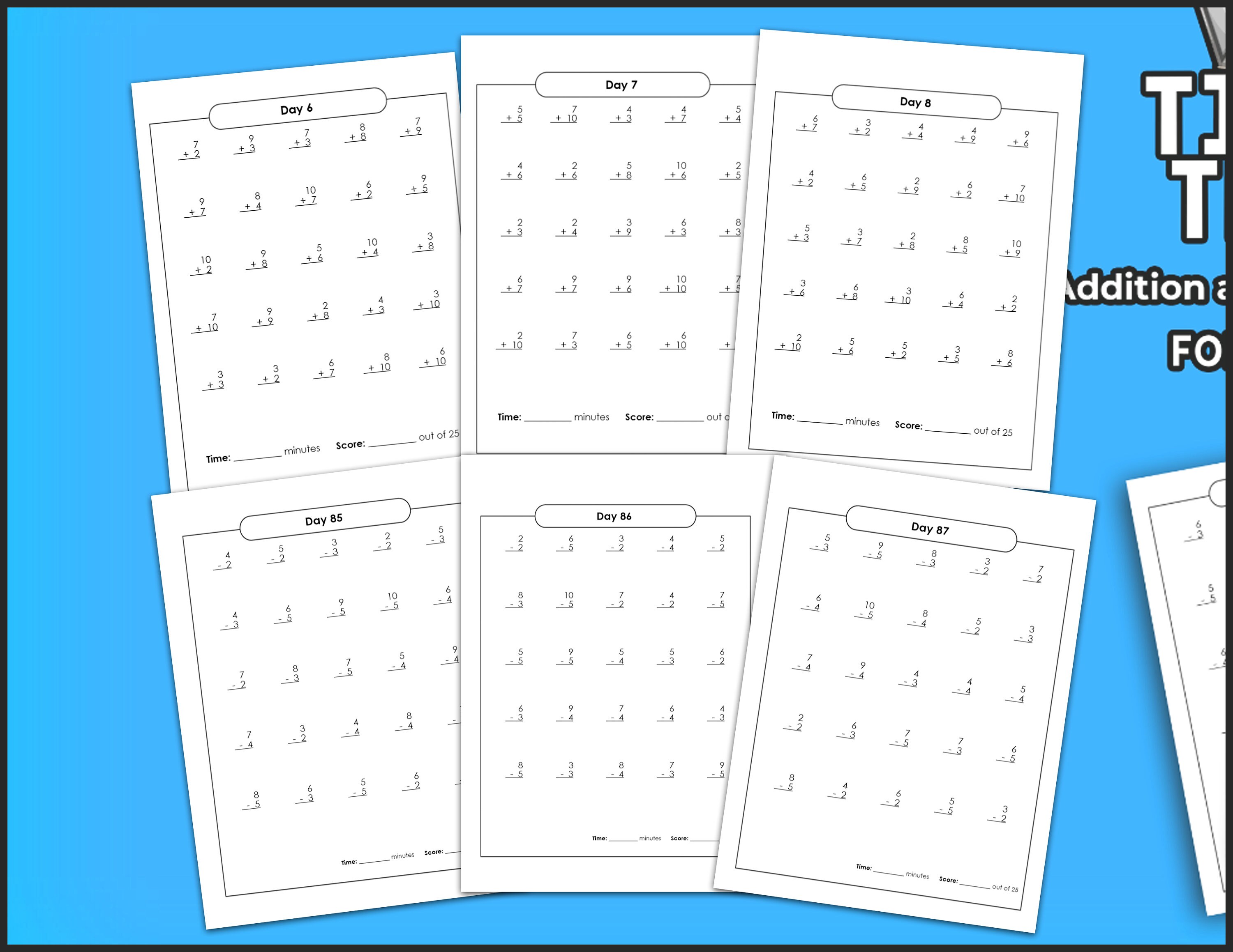 BEST VALUE 150 Addition and Subtraction Math Worksheets for ...