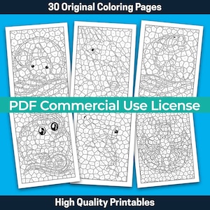 BEST VALUE 30 Magnificent Ocean Animals Mosaic Color By Number - Instant Download Amazing Sea Creatures Printable PDF Commercial Use License