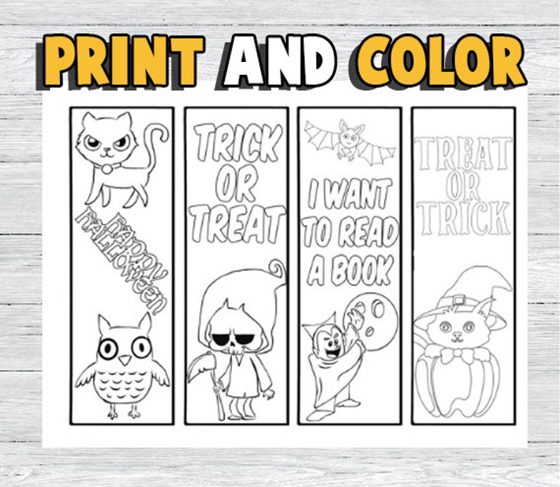 100 Halloween Bookmarks to Coloring Bookmark Coloring Pages | Etsy