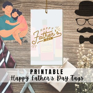 ¡MEJOR VALOR! Etiquetas del Día del Padre Feliz Imprimibles - Descarga Instantánea - Etiqueta de Regalo del Día del Padre, Etiquetas de Saludo para Papá, Papá, Abuelo, Padrastro