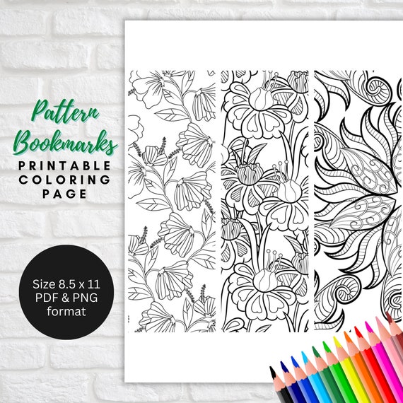 BEST VALUE Beautiful Patterns Coloring Bookmarks Set of 3 Bookmark PDF  Print and Cut, Floral, Mandala, Relaxing Activity for Book Lovers 