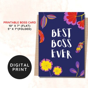 BEST VALUE Printable Boss Card - Instant Download Birthday Card, Funny Boss Card, Thank You Card, Best Boss Ever, Happy National Boss Day