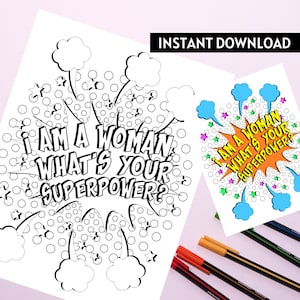 BEST VALUE Feminist Coloring Page - Instant Download Feminist Coloring Printable Empowered Women Girl Power Inspirational Quotes Digital PDF