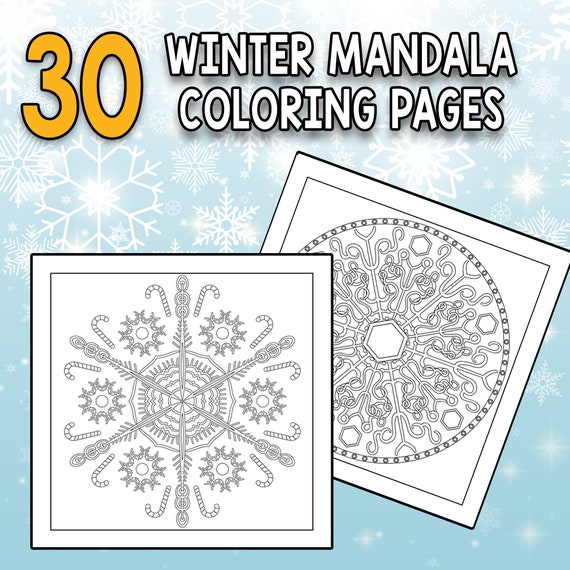 BEST VALUE 30 Snowflake Mandala Coloring Book for Adults Instant Download  Stress Relieving Coloring Pages With Wintertime Holiday Patterns 