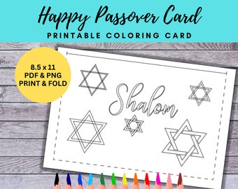 BEST VALUE Happy Passover! Coloring Cards - Instant Download Fun Pesach Jewish Holiday Greetings to Color and Send Wishes Ideal Gift