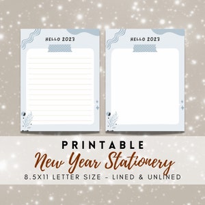 MEJOR VALOR Papelería imprimible de feliz año nuevo: descarga instantánea de páginas del diario de escritura, celebración del año nuevo 2023, carta de Nochevieja en PDF
