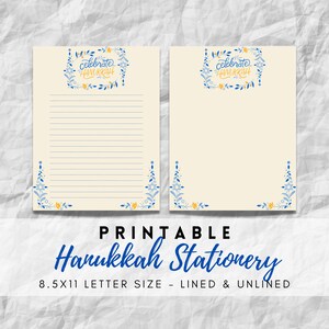 Papelería de Hanukkah imprimible de MEJOR VALOR - Descarga instantánea de páginas de diario de escritura, celebración de Hanukkah, carta de Janucá, regalo navideño judío