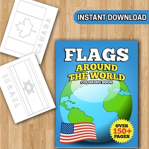 Flags Around the World Coloring Book Educational Geography Coloring ...