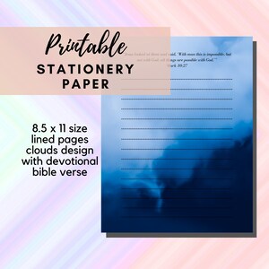MEJOR VALOR 1 Papel de papelería imprimible con versículo bíblico - Descarga instantánea Escritura devocional, Meditación diaria, Tema de hermosas nubes