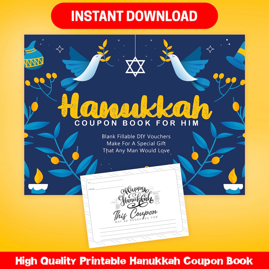 BEST VALUE 30 Hanukkah Coupon Book for Him - Instant Download Blank ...