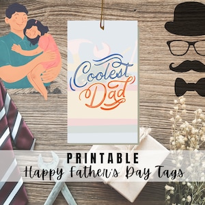 ¡MEJOR VALOR! Etiquetas del Día del Padre Feliz Imprimibles - Descarga Instantánea - Etiqueta de Regalo del Día del Padre, Etiquetas de Saludo para Papá, Papá, Abuelo, Padrastro