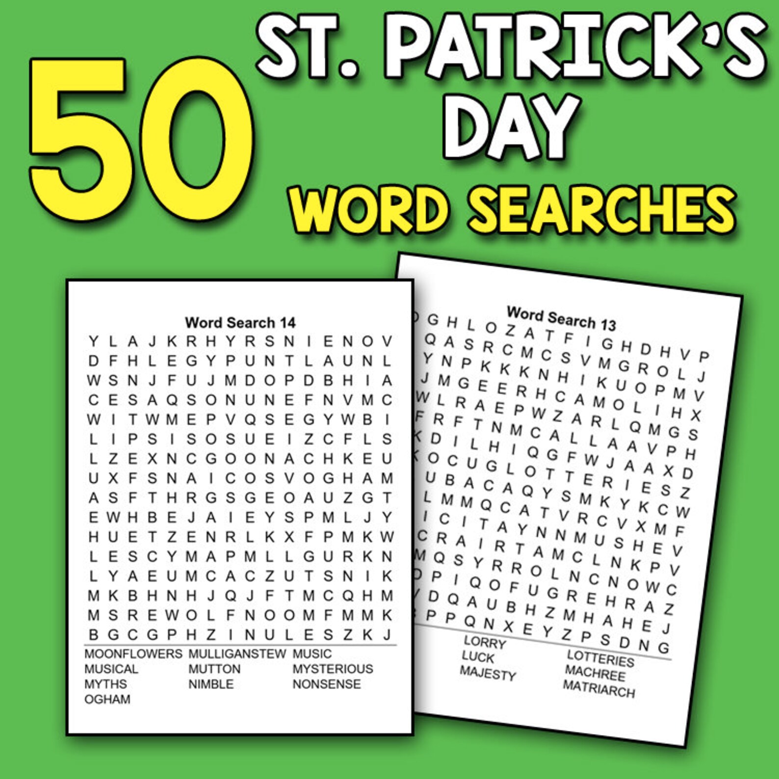 BEST VALUE 50 St. Patrick's Day Word Searches: St. Patrick's Day Themed ...