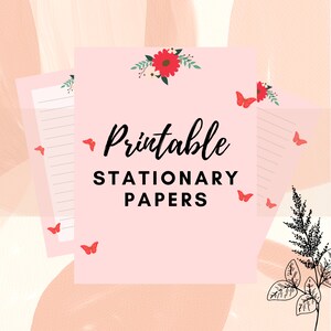 MELHOR VALOR 3 Papel estacionário de flores para impressão - Download instantâneo Modelo de escrita de carta dos EUA forrado e sem forro, lindo tema floral colorido