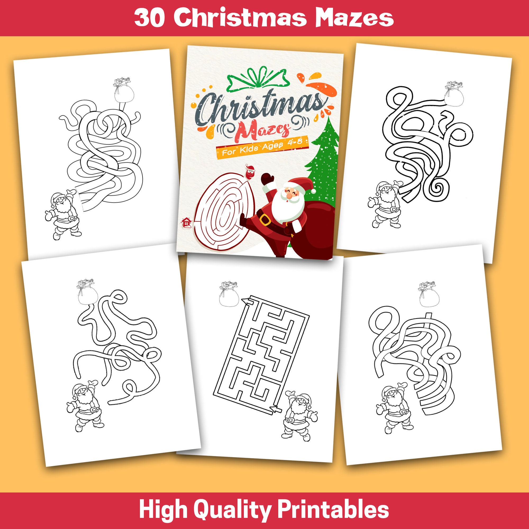 BEST VALUE 30 Christmas Mazes Instant Download Christmas Mazes for