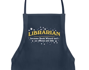 Librarian Apron: Book Wizard Cotton Apron with Pockets - Because Book Wizard Isn't an Official Job Title