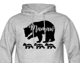 Personalized Mamaw Bear Hoodie With Grandkids' Names - Mamaw Hoodie - Mamaw Gift Mamaw Mother's Day