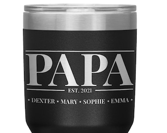 Mug papa personnalisé avec noms d'enfants - gobelet gobelet Papa Est - cadeau de fête des pères personnalisé pour papa - tasse à café de voyage papa - tasse papa