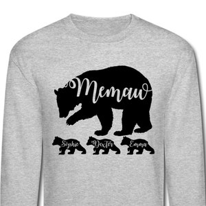 Personalized Memaw Bear Sweatshirt With Grandkids&#39; Names - Memaw Sweatshirt - Memaw Gift Memaw Mother&#39;s Day Gift