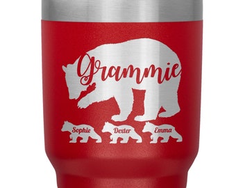 Personalized Grammie Bear Tumbler with Grandkids Names - Grammie Tumbler - Grammie Travel Mug Grammie Coffee Mug Grammie Cup - Grammie Gift