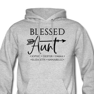 Personalized Blessed Aunt Hoodie With Niece and Nephew Names - Aunt Hoodie - Aunt Gift