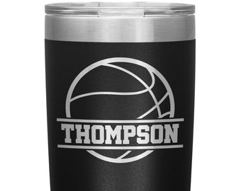 Gepersonaliseerde Basketbal Tumbler - Basketbal Cadeau - Basketball Cup - Basketbal Reizen Tumbler Koffie Mug