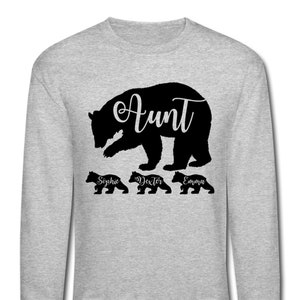 Personalized Aunt Bear Sweatshirt With Niece and Nephew Names - Aunt Sweatshirt - Aunt Gift For Aunt