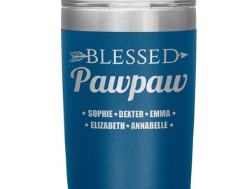 Personlig välsignad Pawpaw-mugg med barnbarnens namn - Personlig Pawpaw-mugg - Pawpaw-resemugg Personlig Pawpaw-present Pawpaw-mugg