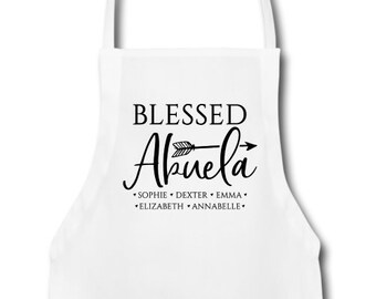 Delantal de abuela personalizado - Delantal de abuela beata con nombres de nietos - Regalo de abuela personalizado con nombres de nietos