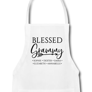 Personalized Grammy Apron - Blessed Grammy Apron With Grandchildren&#39;s Names - Personalized Grammy Gift With Grandkids&#39; Names