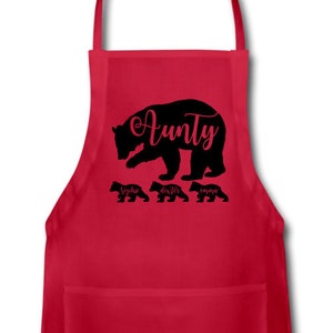 Personalized Aunty Bear Apron With Niece and Nephew Names - Personalized Aunty Apron With Pockets - Personalized Aunty Gift