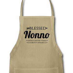Personalized Nonno Apron - Blessed Great Nonno Apron With Grandchildren&#39;s Names - Personalized Nonno Gift With Grandkids&#39; Names