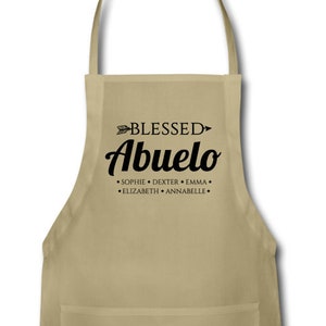 Personalized Abuelo Apron - Blessed Abuelo Apron With Grandchildren&#39;s Names - Personalized Abuelo Gift With Grandkids&#39; Names
